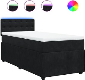 vidaXL Κρεβάτι Boxspring με Στρώμα Μαύρο 90x190 εκ. Βελούδινο