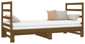 vidaXL Καναπές Κρεβάτι Συρόμενος Μελί 2x(90x190) εκ. Μασίφ Ξύλο Πεύκου