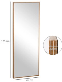 HOMCOM Καθρέφτης Τοίχου, Ψηλός, Πλαίσιο από Πεύκο, 45Μ x 125Υ x 4,8Β cm