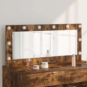 vidaXL καθρέφτης vanity  με φώτα LED καπνιστού δρυός 100x45x18 εκ.