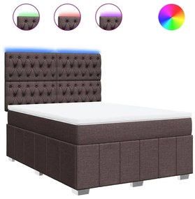 vidaXL Κρεβάτι Boxspring με Στρώμα Σκούρο Καφέ 160x200 εκ Υφασμάτινο