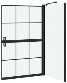 vidaXL Οθόνη ντους μπάνιου Μαύρο και Διαφανές 116 x 68 x 128 εκ.