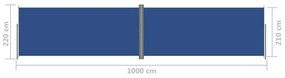 Σκίαστρο Πλαϊνό Συρόμενο Μπλε 220 x 1000 εκ. - Μπλε