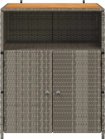 vidaXL Ντουλαπιού Γκρι 70 x 50 x 87 εκ Πολυεστέρας και Ρόλυ Ράττεν
