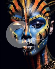 Intra Συλλεκτικό Ξύλινο Παζλ Plywood  4mm - Πολύχρωμο Face Painting και μοντέρνο μαύρο ντύσιμο Σε Ξύλινο Κουτί - Διαστάσεις Puzzle: 10x10 cm – 25 κομμάτια