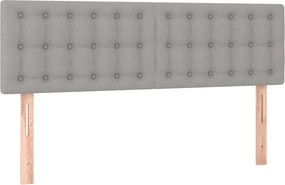 vidaXL Κρεβάτι Boxspring με Στρώμα Ανοιχτό Γκρι 140x200 εκ. Υφασμάτινο