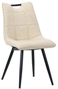 Chair Nely pu light beige-black metal leg 45x61x85cm 45x61x85 εκ.