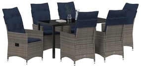 vidaXL Σέτ φαγητού για κήπο 7 pcs Γκρι συνθετικό ρατάν