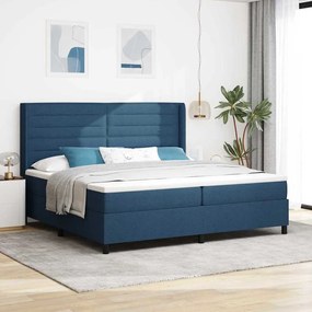 vidaXL Κρεβάτι με ελατήρια με στρώμα Μπλε 200 x 200 cm ύφασμα