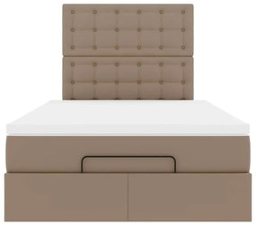 Οθωμανικό κρεβάτι με στρώμα &amp; LEDs Cappucino Faux Leather - Καφέ