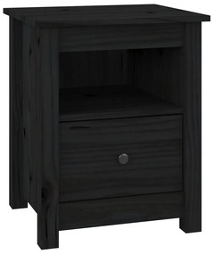 vidaXL Κομοδίνο Μαύρο 40x35x49 εκ. από Μασίφ Ξύλο Πεύκου