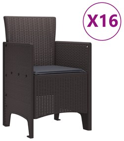 vidaXL Σετ Τραπεζαρίας Κήπου  με Μαξιλάρια Καφέ Πολυ Ρατάν