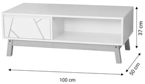 Τραπέζι σαλονιού Aria pakoworld λευκό-φυσικό 100x50x37 εκ