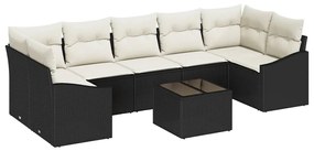 vidaXL Σετ Καναπέ Κήπου με μαξιλάρι 8 pcs Μαύρο, Κρέμα 55 x 55 x 37 εκ