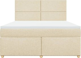 vidaXL Κρεβάτι Boxspring με Στρώμα Κρεμ 180x200 εκ. Υφασμάτινο