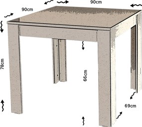 Dining Table Single 90 - Shiny White White