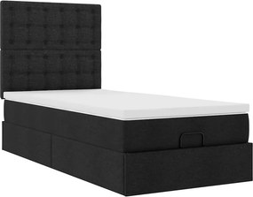 vidaXL Οθωμανικό κρεβάτι με στρώμα Μαύρο 90x190cm Ύφασμα