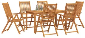 vidaXL Σέτ φαγητού για κήπο Πτυσσόμενος 7 pcs Καφέ Μασίφ ξύλο ακακίας