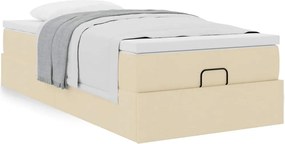 vidaXL Οθωμανικό κρεβάτι με στρώμα Cream 90x190cm ύφασμα