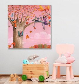 Παιδικός πίνακας σε καμβά Κορίτσι στο δέντρο KNV0474 125cm x 125cm Μόνο για παραλαβή από το κατάστημα
