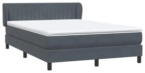 Κρεβάτι Boxspring με Στρώμα Σκούρο Γκρι 140x210 εκ. Βελούδινο - Γκρι