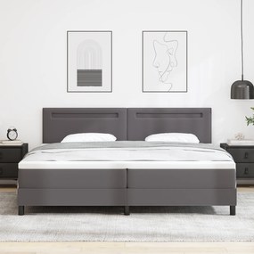 vidaXL Κρεβάτι Box Spring με Στρώμα σε Γκρι, 200x200 εκ, Ψεύτικο Δέρμα.