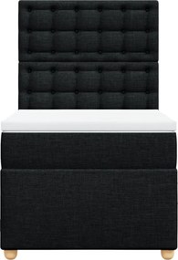 vidaXL Κρεβάτι Boxspring με Στρώμα Μαύρο 90x190 εκ.Υφασμάτινο