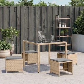 Σκαμπό Κήπου 4 τεμ Μικτό Μπεζ 40x40x35 εκ Συνθ. Ρατάν+Μαξιλάρια - Μπεζ