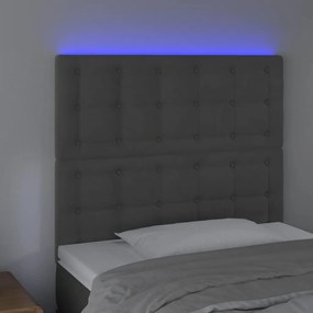 Κεφαλάρι Κρεβατιού LED Σκούρο Γκρι 100x5x118/128 εκ. Βελούδινο 3122901