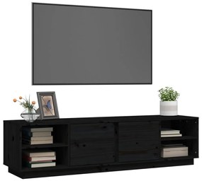 vidaXL Έπιπλο Τηλεόρασης Μαύρο 156x40x40 εκ. από Μασίφ Ξύλο Πεύκου