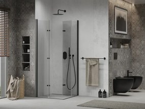 Mexen Lima Διπλή καμπίνα ντους πτυσσόμενη 80 x 80 cm, διάφανη, μαύρη