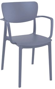 Πολυθρόνα Πολυπροπυλενίου Lisa Dark Grey 54X53X82εκ.