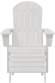 vidaXL Καρέκλα Adirondack με Υποπόδιο Λευκή HDPE