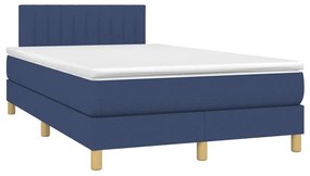 Κρεβάτι Boxspring με Στρώμα &amp; LED Μπλε 120x200 εκ. Υφασμάτινο - Μπλε