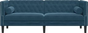 vidaXL Καναπές Διθέσιος Chesterfield με Στηρίγματα Μπλε Βελούδο