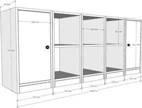 Κονσόλα με ράφια και ντουλάπια Λευκό 161x40x72 cm