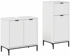 vidaXL Σετ Επίπλων Μπάνιου 2 pcs Γυαλιστερό λευκό 39.5 x 36 x 88 εκ