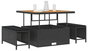 vidaXL Σέτ φαγητού για κήπο Μαύρο συνθετικό ρατάν