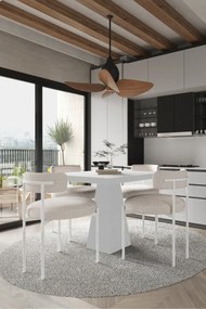 Stewehome Μίνιμαλ Σετ Τραπεζαρίας με Μπεζ Καρέκλες & Τραπέζι λευκό 90x90x74 cm