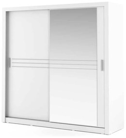 Ντουλάπα Fresno T112, Άσπρο, 215x203x60cm, Πόρτες ντουλάπας: Ολίσθηση