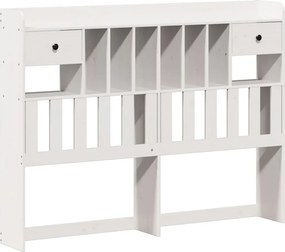 vidaXL Κρεβάτι Βιβλιοθήκη Χωρίς Στρώμα Λευκό 135x190 εκ Μασίφ Πεύκο