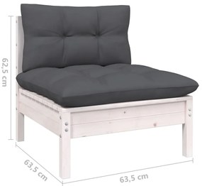 vidaXL Σαλόνι Κήπου Σετ 13 Τεμαχίων Λευκό από Ξύλο Πεύκου με Μαξιλάρια