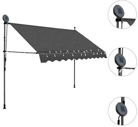 vidaXL Τέντα Συρόμενη Χειροκίνητη με LED Ανθρακί 250 εκ.