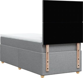 vidaXL Κρεβάτι Boxspring με Στρώμα Ανοιχτό Γκρι 90x190 εκ. Υφασμάτινο