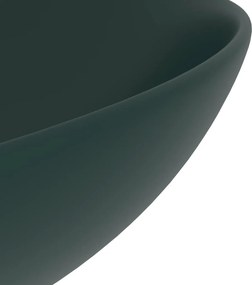 vidaXL Νιπτήρας Μπάνιου Στρογγυλός Σκούρο Πράσινο Κεραμικός