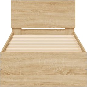 vidaXL Πλαίσιο Κρεβατιού με Κεφαλάρι/LED Sonoma δρυς 75x190 εκ.