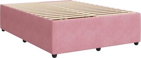 vidaXL Κρεβάτι Boxspring με Στρώμα Ροζ 140x190 εκ. Βελούδινο
