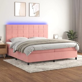 ΚΡΕΒΑΤΙ BOXSPRING ΜΕ ΣΤΡΩΜΑ &amp; LED ΡΟΖ 200X200 ΕΚ. ΒΕΛΟΥΔΙΝΟ 3136148