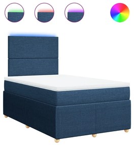 Κρεβάτι Boxspring με Στρώμα Μπλε 120x200 εκ. Υφασμάτινο - Μπλε