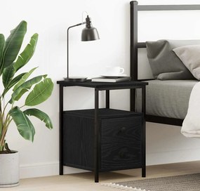 vidaXL Κομοδίνο Μαύρο Δρυς 34x35,5x50 εκ. από Τεχνητό Ξύλο